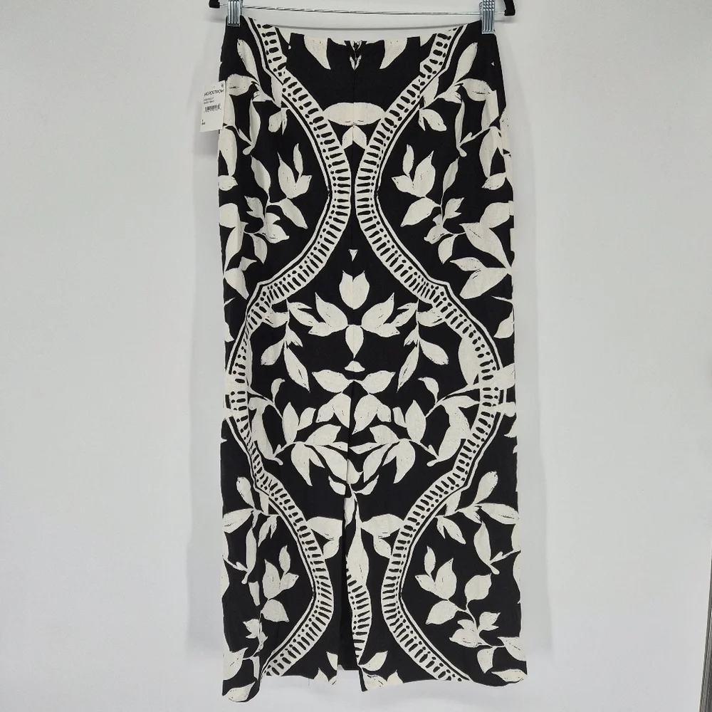 Parker Kiley Straight Midi Cotton Linen Blend Boho‎ Skirt Sz8 - Picture 10 of 13